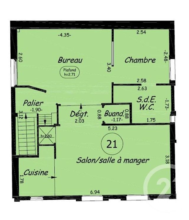 Appartement F2 bis à vendre - 3 pièces - 50.0 m2 - PARIS - 75013 - ILE-DE-FRANCE - Century 21 K.B. Immobilier