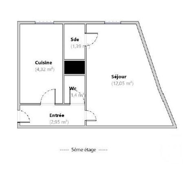 Appartement F1 à vendre - 1 pièce - 22.11 m2 - PARIS - 75013 - ILE-DE-FRANCE - Century 21 K.B. Immobilier